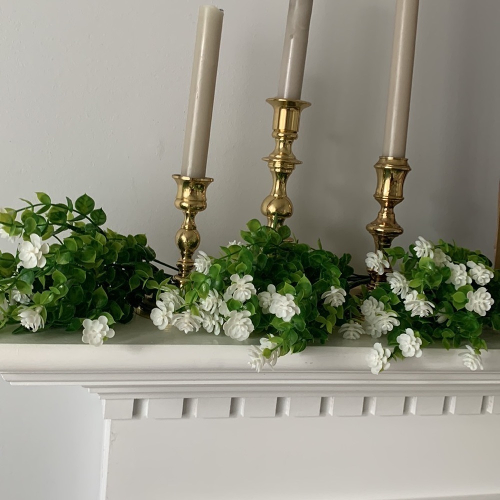 Faux greenery set of 3  stems white flowers home Decor spring summer - Picture 9 of 14